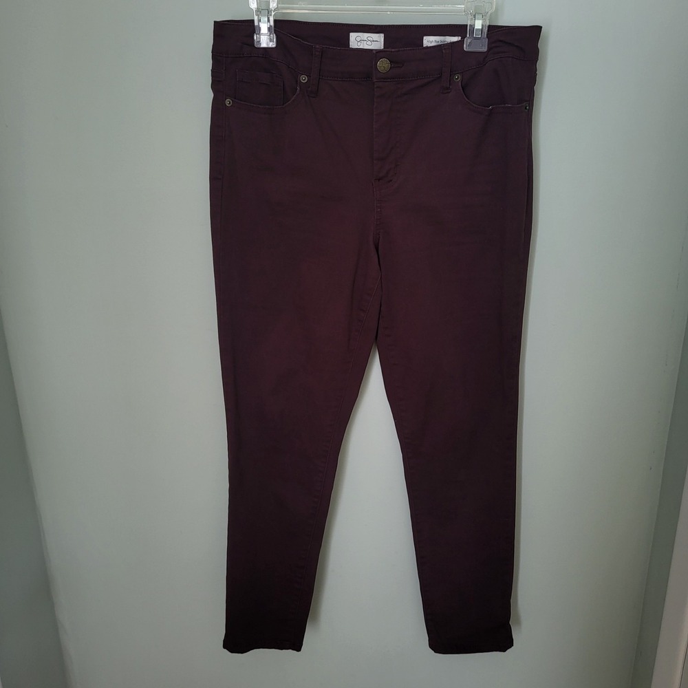 Jessica Simpson 10 High Rise Skinny Ankle Plum Purple Pockets Stretch Casual...